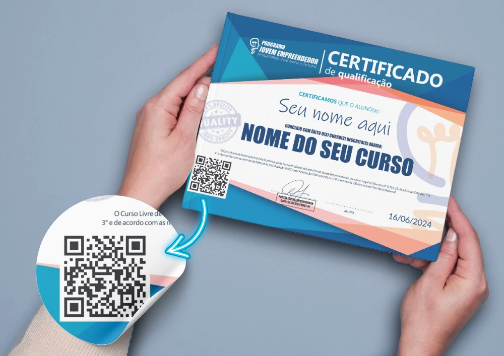 Exemplo de certificado do curso